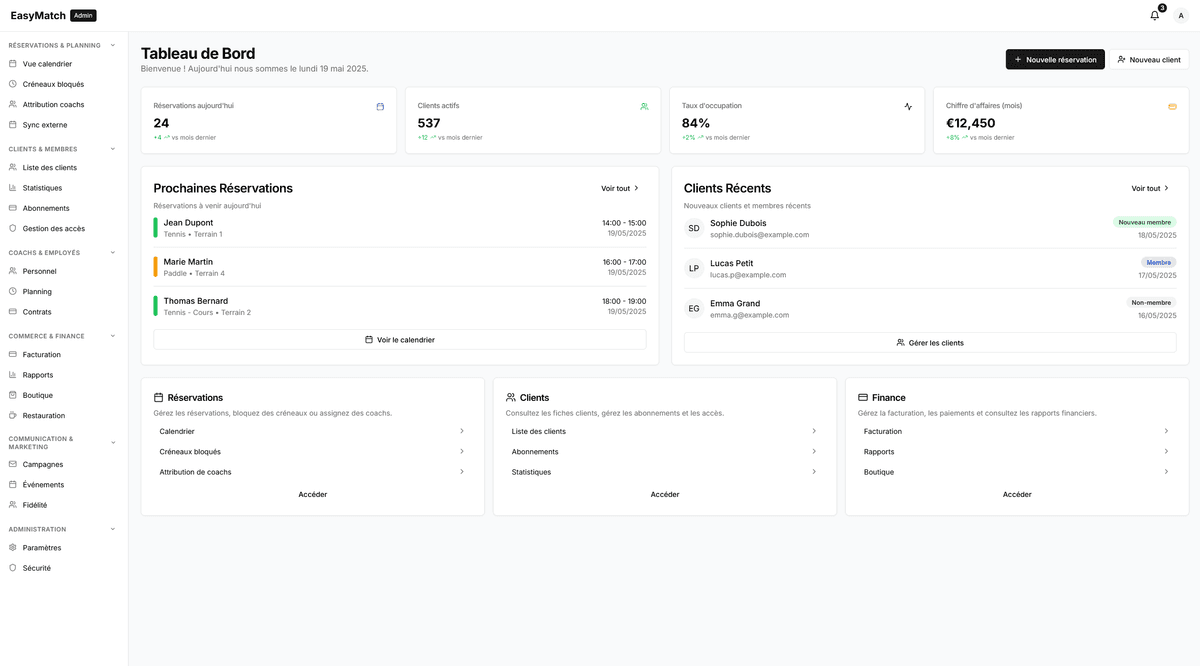 Dashboard EasyMatch